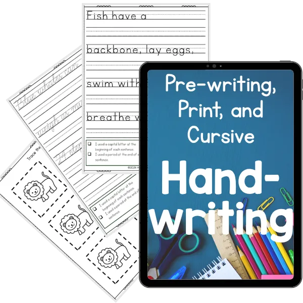 Pre-writing, print, and cursive handwriting